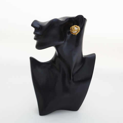 CHANEL 94A 1994 COCO Mark Pearl Earring gold WS23235