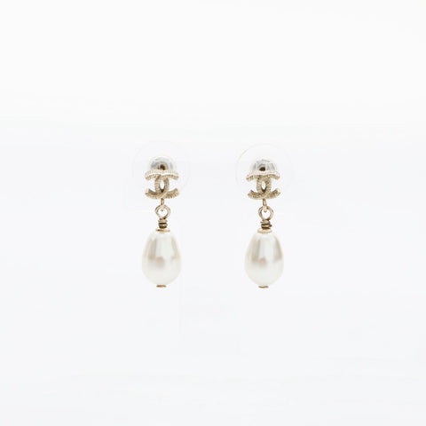 CHANEL COCO Mark Drop Pearl Necklace gold WS23236