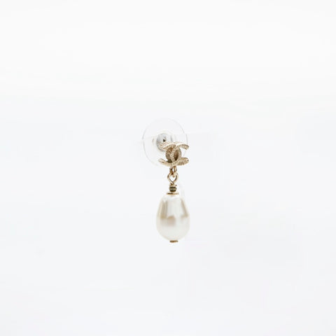 CHANEL COCO Mark Drop Pearl Necklace gold WS23236