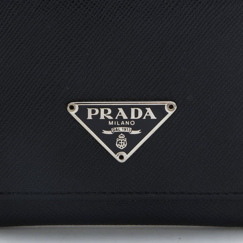 PRADA Saffiano Leather Triangle Logo Coin case black WS23237