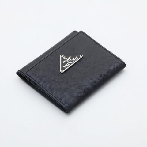 PRADA Saffiano Leather Triangle Logo Coin case black WS23237