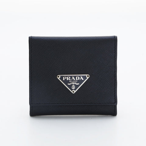 PRADA Saffiano Leather Triangle Logo Coin case black WS23237