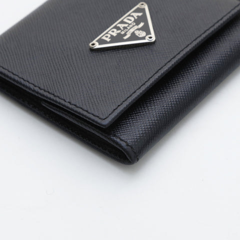 PRADA Saffiano Leather Triangle Logo Coin case black WS23237