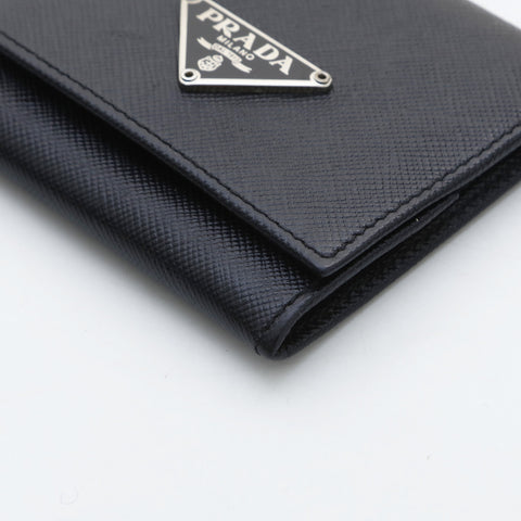 PRADA Saffiano Leather Triangle Logo Coin case black WS23237