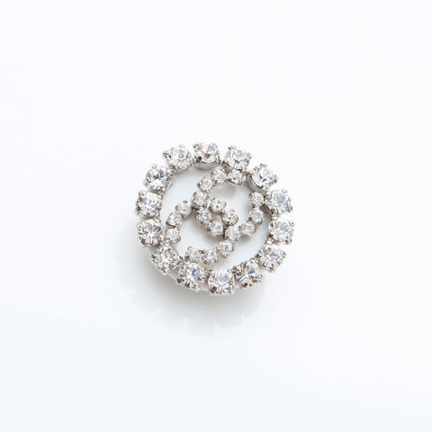 CHANEL 00A 2000 COCO Mark Rhinestone Brooch Silver WS23239