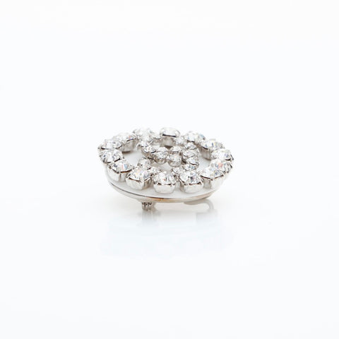 CHANEL 00A 2000 COCO Mark Rhinestone Brooch Silver WS23239