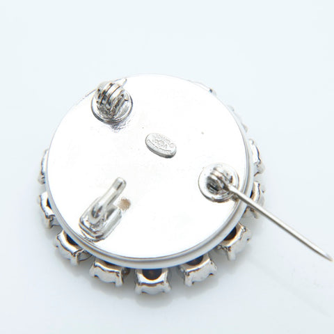 CHANEL 00A 2000 COCO Mark Rhinestone Brooch Silver WS23239