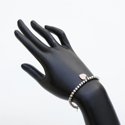 TIFFANY&Co. Return to Heart Pink Ball Chain925 bracelet Silver WS23245