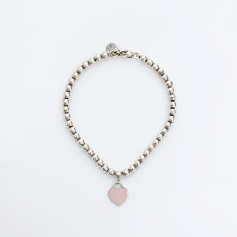 TIFFANY&Co. Return to Heart Pink Ball Chain925 bracelet Silver WS23245
