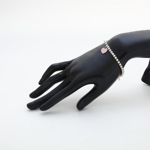 TIFFANY&Co. Return to Heart Pink Ball Chain925 bracelet Silver WS23245