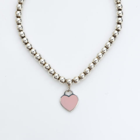 TIFFANY&Co. Return to Heart Pink Ball Chain925 bracelet Silver WS23245