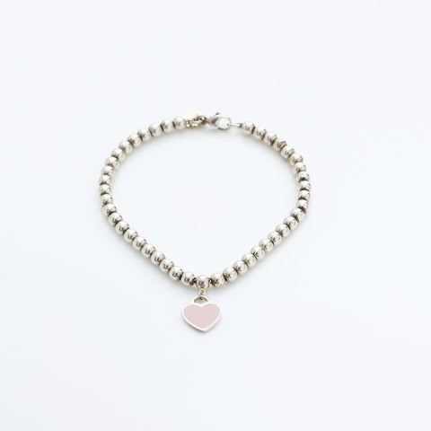 TIFFANY&Co. Return to Heart Pink Ball Chain925 bracelet Silver WS23245