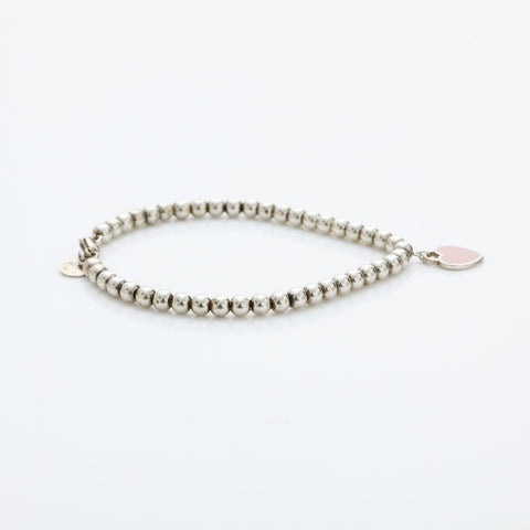 TIFFANY&Co. Return to Heart Pink Ball Chain925 bracelet Silver WS23245