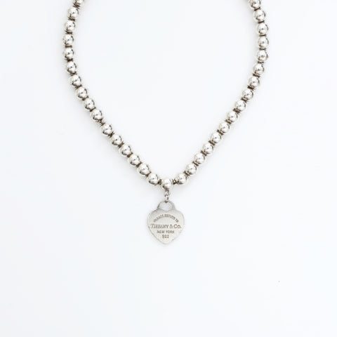 TIFFANY&Co. Return to Heart Blue Ball Chain925 bracelet Silver WS23246