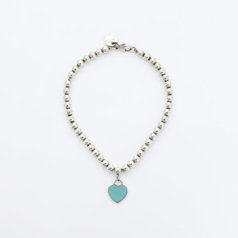 TIFFANY&Co. Return to Heart Blue Ball Chain925 bracelet Silver WS23246