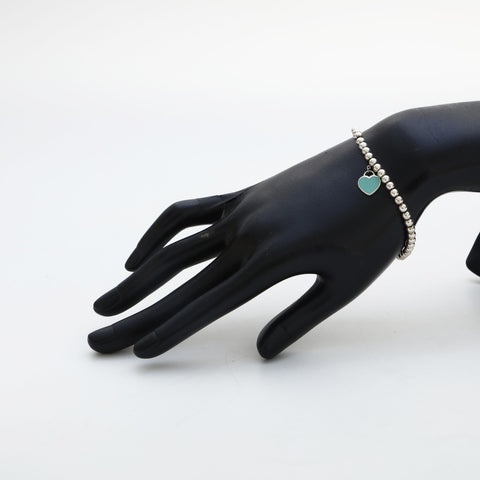 TIFFANY&Co. Return to Heart Blue Ball Chain925 bracelet Silver WS23246