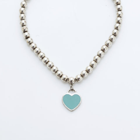 TIFFANY&Co. Return to Heart Blue Ball Chain925 bracelet Silver WS23246