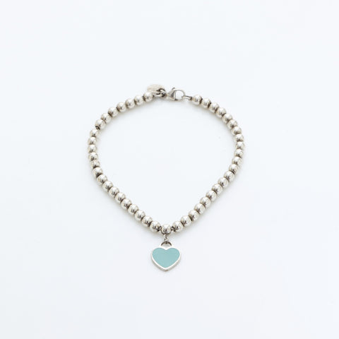 TIFFANY&Co. Return to Heart Blue Ball Chain925 bracelet Silver WS23246