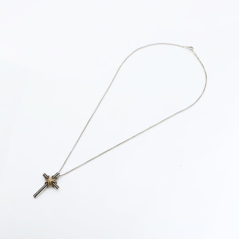 TIFFANY&Co. Combi 925 750 Cross Necklace Silver WS23253