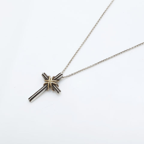 TIFFANY&Co. Combi 925 750 Cross Necklace Silver WS23253