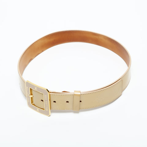 LOUIS VUITTON 2010 patent leather monogram belt Brown WS23259