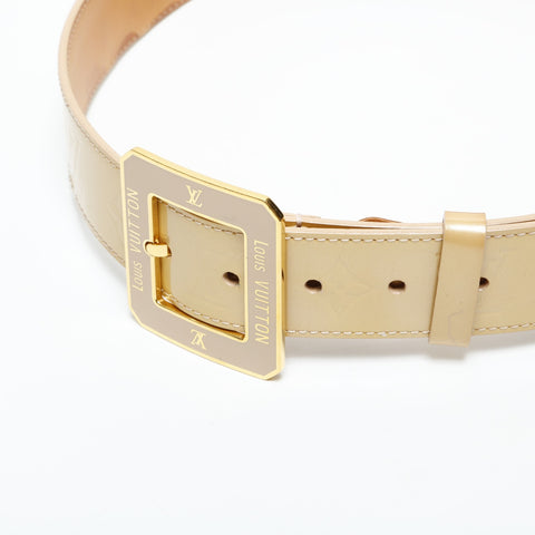 LOUIS VUITTON 2010 patent leather monogram belt Brown WS23259