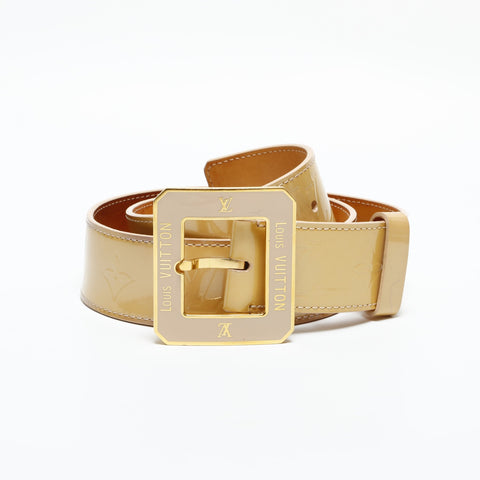 LOUIS VUITTON 2010 patent leather monogram belt Brown WS23259