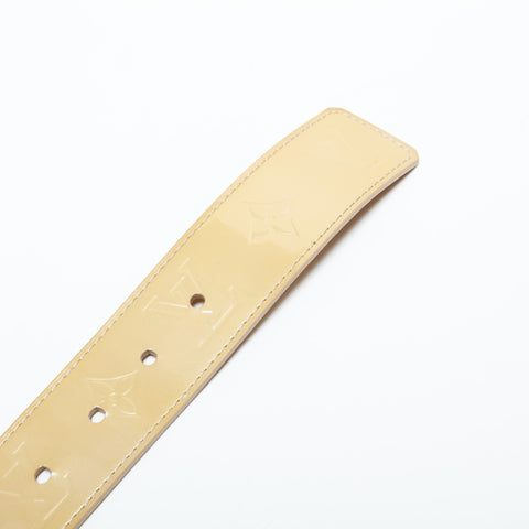 LOUIS VUITTON 2010 patent leather monogram belt Brown WS23259