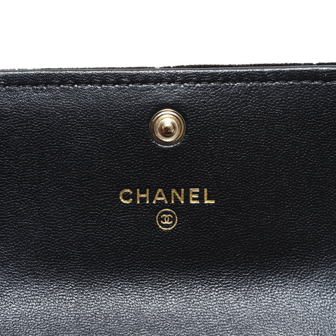 CHANEL Velvet COCO Mark Matelasse Tri-fold wallet black WS23260