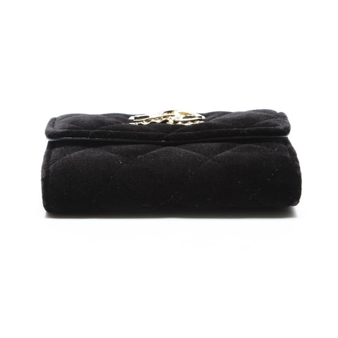 CHANEL Velvet COCO Mark Matelasse Tri-fold wallet black WS23260