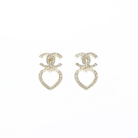 CHANEL P23B 2023 Heart COCO Mark Rhinestone Pierce gold WS23261