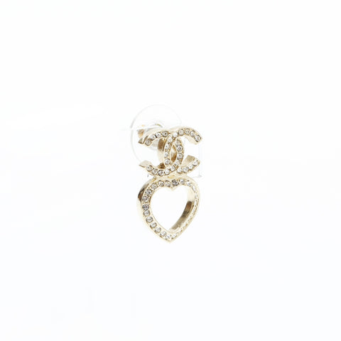 CHANEL P23B 2023 Heart COCO Mark Rhinestone Pierce gold WS23261