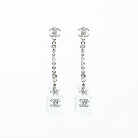 CHANEL B23S 2023 COCO Mark Rhinestone Drop Bottle Motif Pierce Silver WS23262