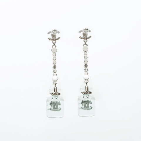 CHANEL B23S 2023 COCO Mark Rhinestone Drop Bottle Motif Pierce Silver WS23262