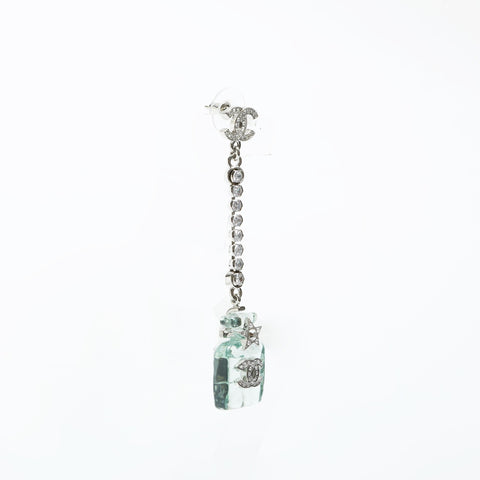 CHANEL B23S 2023 COCO Mark Rhinestone Drop Bottle Motif Pierce Silver WS23262