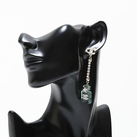 CHANEL B23S 2023 COCO Mark Rhinestone Drop Bottle Motif Pierce Silver WS23262