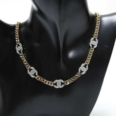 CHANEL B21A 2021 COCO Mark Rhinestone Choker Necklace gold WS23263