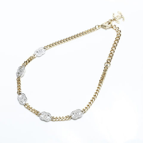 CHANEL B21A 2021 COCO Mark Rhinestone Choker Necklace gold WS23263