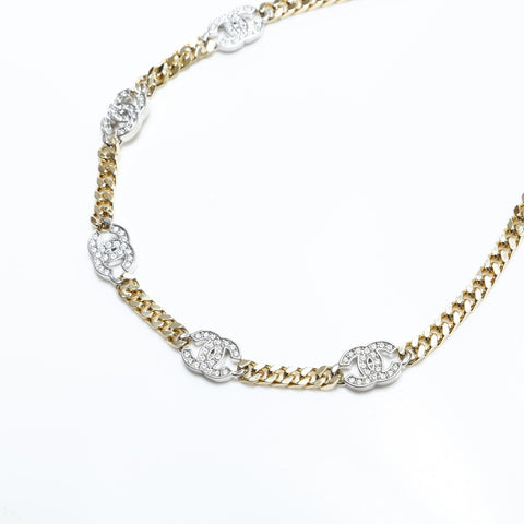 CHANEL B21A 2021 COCO Mark Rhinestone Choker Necklace gold WS23263