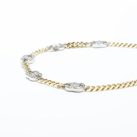 CHANEL B21A 2021 COCO Mark Rhinestone Choker Necklace gold WS23263