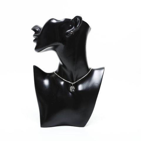 CHANEL 05P 2005 Round COCO Mark Rhinestone Necklace Silver WS23265