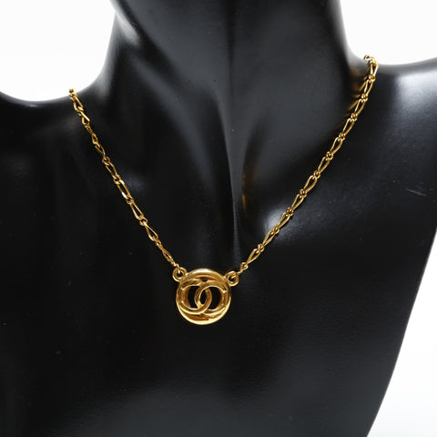 CHANEL 1980s Round COCO Mark Necklace gold WS23269