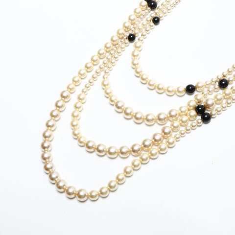 CHANEL 03P 2003 Pearl Triple COCO Mark Necklace gold WS23276