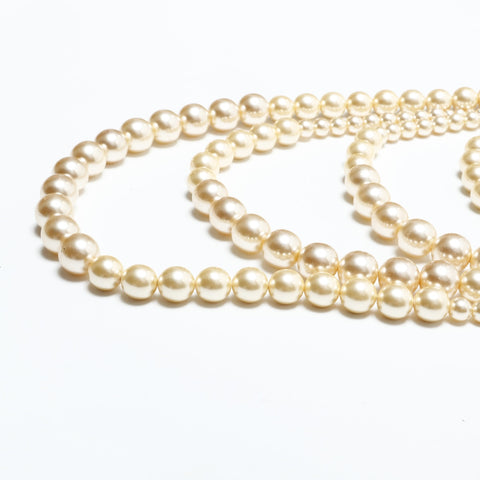 CHANEL 03P 2003 Pearl Triple COCO Mark Necklace gold WS23276