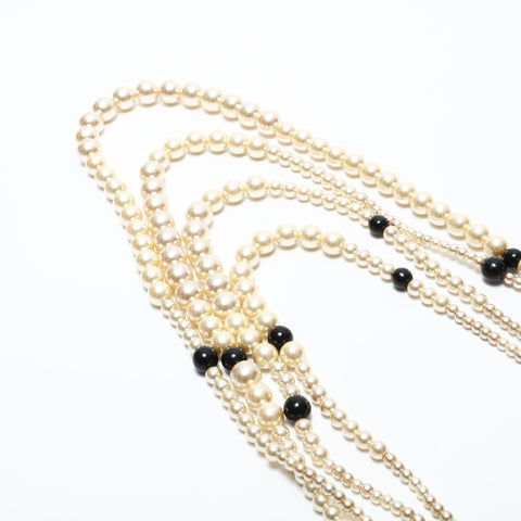 CHANEL 03P 2003 Pearl Triple COCO Mark Necklace gold WS23276