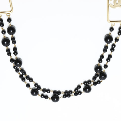 CHANEL 03P 2003 Pearl Triple COCO Mark Necklace gold WS23276