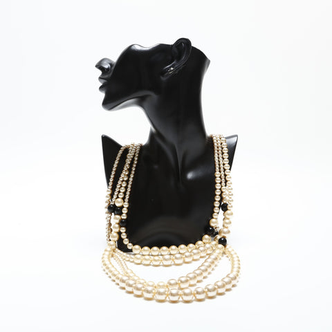 CHANEL 03P 2003 Pearl Triple COCO Mark Necklace gold WS23276