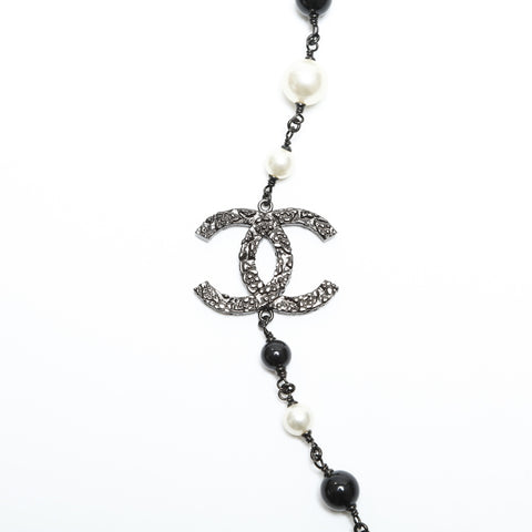 CHANEL B11P 2011 Pearl COCO Mark Triple Necklace black WS23277