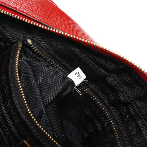 PRADA Saffiano Leather 2-Way Boston Bag Handbag Red WS23279