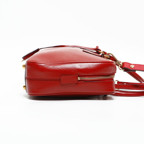PRADA Saffiano Leather 2-Way Boston Bag Handbag Red WS23279